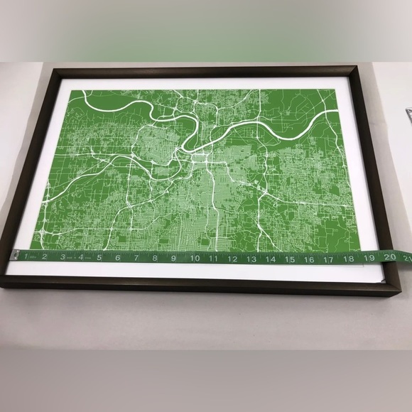 KANSAS CITY , City Map Framed Wall Art Print, Great Home Decor 14.5”x20” - Picture 2 of 11